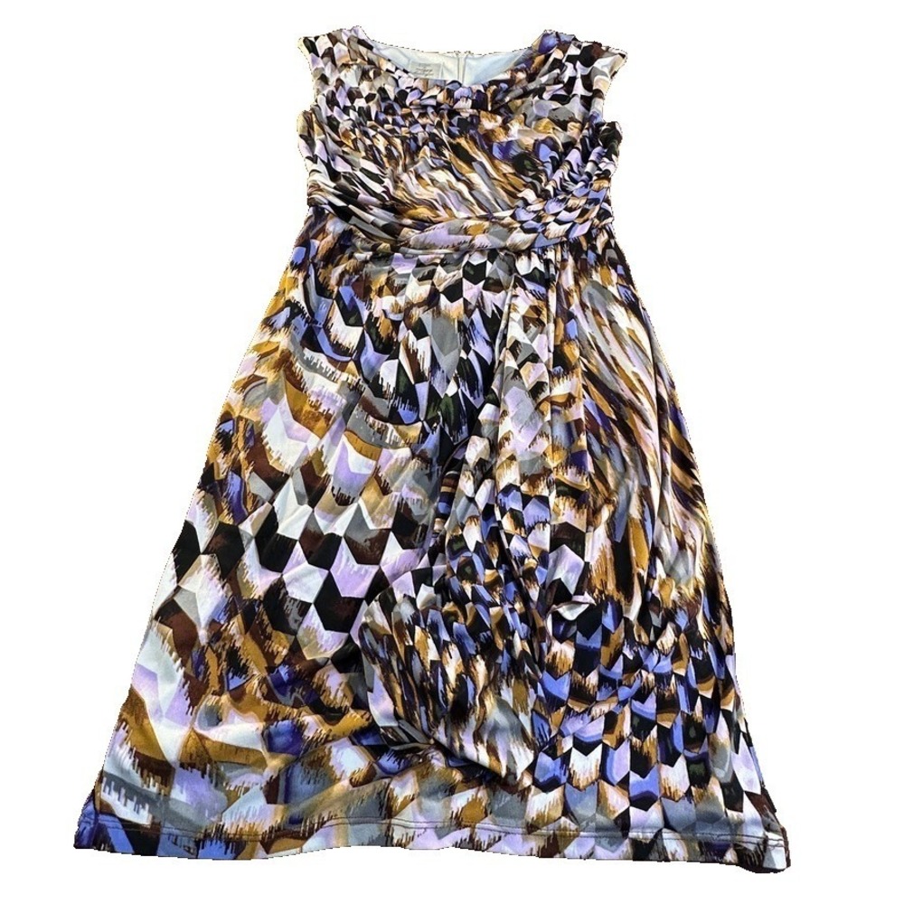 Suzy Chin for Maggy Boutique Dress Sz 2 sleeveless Art to Wear Geometric Flare